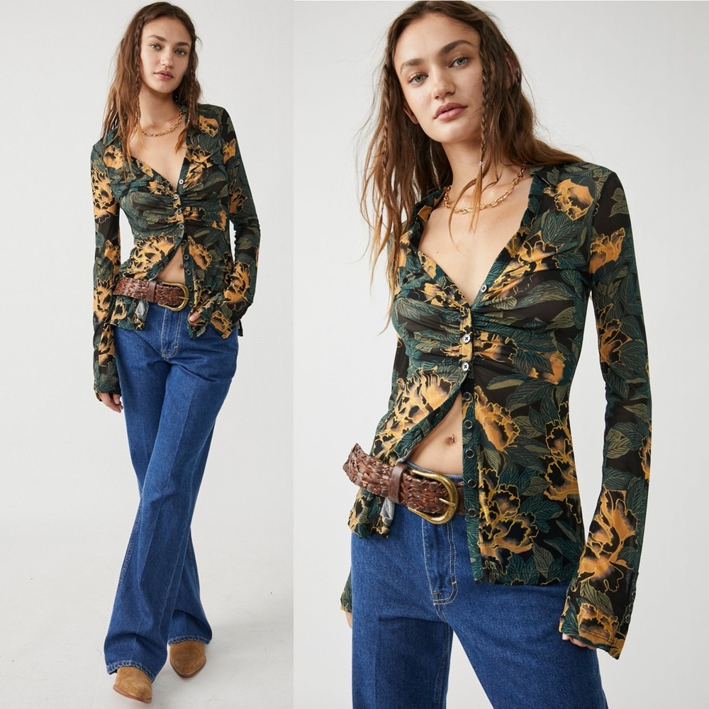 Free People Long Sleeve Button Down Blouse  L  
tag removed. worn once